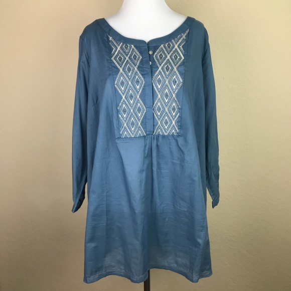 Avenue Tops - Avenue Dusty Blue Cotton Tunic size 18/20 NWT Flaw